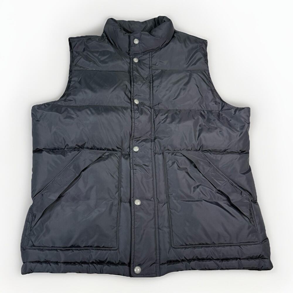 Lands End Men's 600 Down Puffer Vest Black Size Large 42-44 Full Zip Snaps